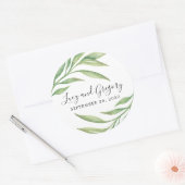 Waterverf Botanische bladeren | Trouwgunst Ronde Sticker (Envelop)