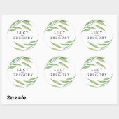 Waterverf Botanische bladeren | Trouwgunst Ronde Sticker (Vel)