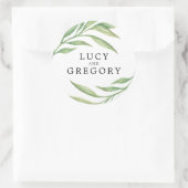 Waterverf Botanische bladeren | Trouwgunst Ronde Sticker (Tas)