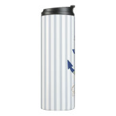 waterverf botanische blauw nautische strepen goud thermosbeker (Gedraaid links)