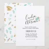 Waterverf Botanische Blauwgroen bruiloft Kaart (Voorkant / Achterkant)