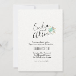 Waterverf Botanische Blauwgroen bruiloft Kaart