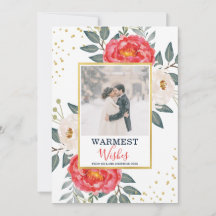 Waterverf Botanische Bloem / Rood, Wit & Goud