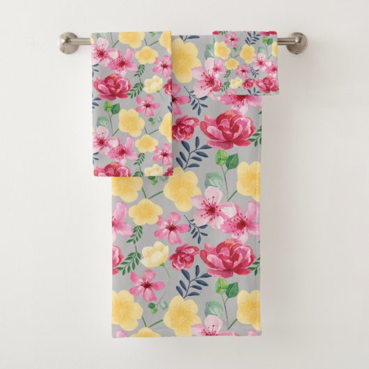 Waterverf botanische bloemen bad handdoek (Insitu)