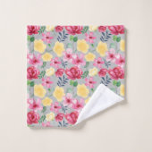 Waterverf botanische bloemen bad handdoek (Wasdoekje)