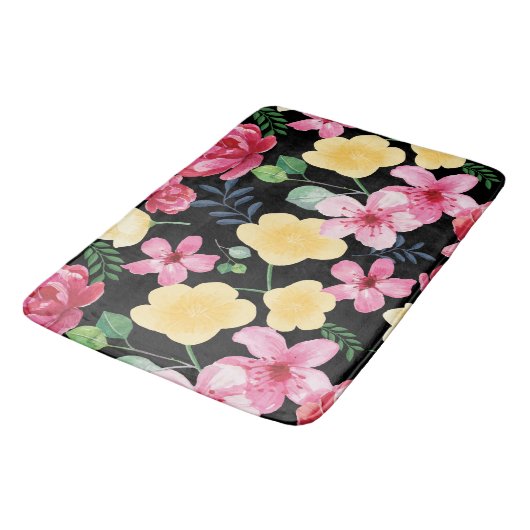  Waterverf Botanische bloemen Badmat (Gekanteld)