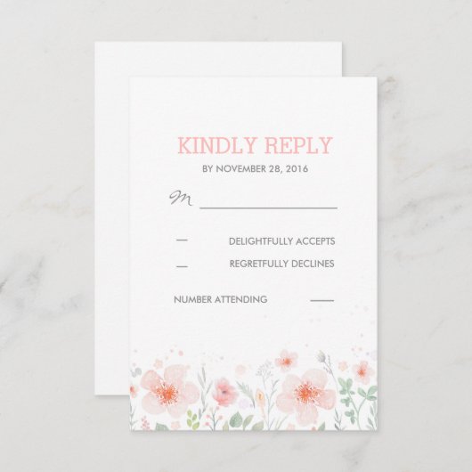 Waterverf botanische bloemen beemdwei RSVP (Voorkant / Achterkant)