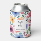 Waterverf botanische bloemen bruid bruidegom Bruil Blikjeskoeler (Blikje Voorkant)