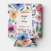 Waterverf botanische bloemen bruid bruidegom Bruil Blikjeskoeler (Voorkant)