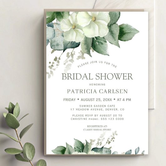 Waterverf botanische bloemen bruidsshower kaart