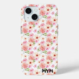 Waterverf botanische bloemen iPhone 15 case