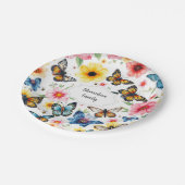 Waterverf botanische bloemen elegant monogram papieren bordje (Gekanteld)