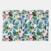 Waterverf botanische bloemen elegant monogram theedoek (Horizontaal)