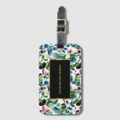 Waterverf botanische bloemen groen elegant bagagelabel (Voorkant (verticaal))