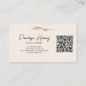 Waterverf Botanische Bloemen Groen QR Code Roze Visitekaartje (Achterkant)