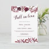 Waterverf Botanische Bloemen Herfst in Liefde Trou Kaart (Staand voorkant)