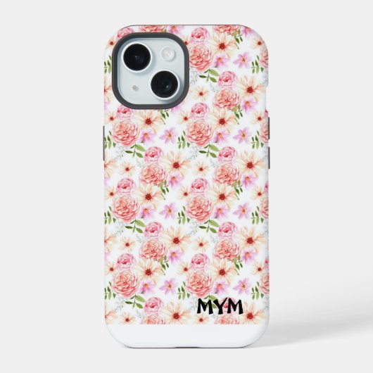 Waterverf Botanische Bloemen iPhone 15 Case (Achterkant)
