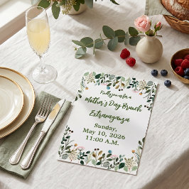 Waterverf Botanische Bloemen Moederdag Brunch Kaart