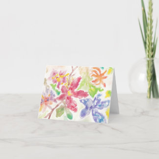 Waterverf Botanische Bloemen Tuin Bloei Blank Bedankkaart