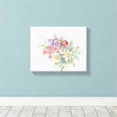 Waterverf botanische bloemen, vintage canvas afdruk (Insitu (Houten vloer))