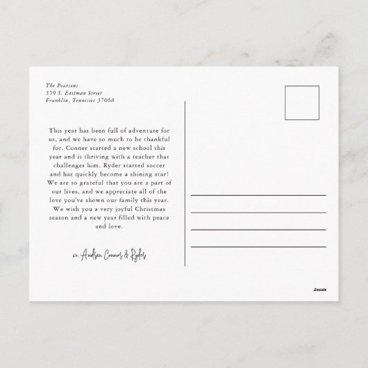 Waterverf Botanische Bloemenboog Foto Kerstmis Feestdagenkaart (Achterkant)