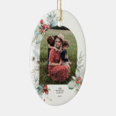 Waterverf Botanische Bloemenboog Foto Kerstmis Keramisch Ornament (Rechts)