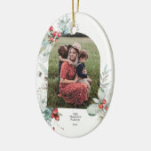 Waterverf Botanische Bloemenboog Foto Kerstmis Keramisch Ornament (Links)