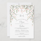 Waterverf Botanische Blush Pink Floral Weddenschap Kaart (Voorkant)