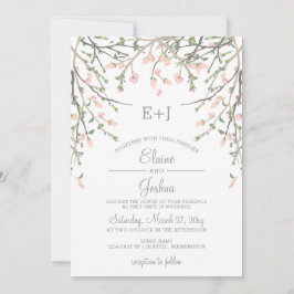 Waterverf Botanische Blush Pink Floral Weddenschap Kaart