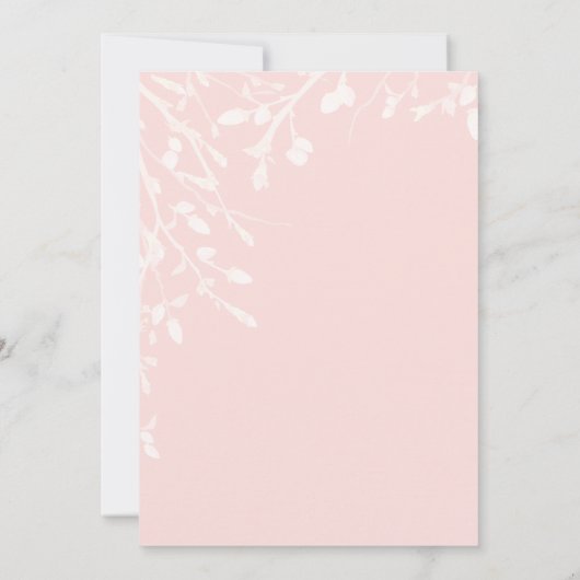Waterverf Botanische Blush Pink Floral Weddenschap Kaart (Achterkant)