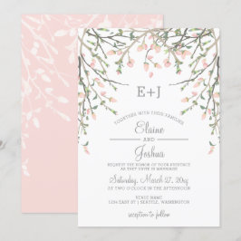 Waterverf Botanische Blush Pink Floral Weddenschap Kaart