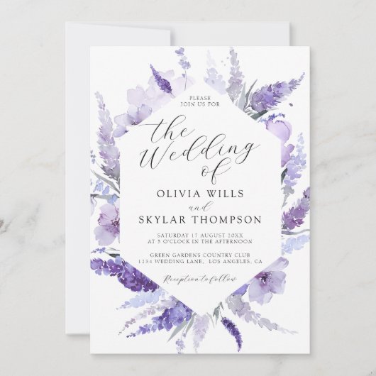 Waterverf botanische boho bruilding met lavendel F Kaart (Voorkant)
