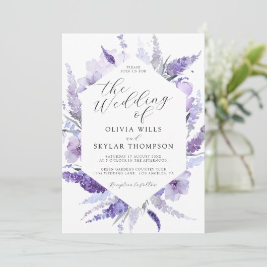 Waterverf botanische boho bruilding met lavendel F Kaart (Staand voorkant)