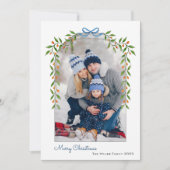 Waterverf Botanische boog Lijst Foto Kerstmis Feestdagenkaart (Voorkant)