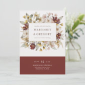 Waterverf Botanische Bordeaux bruiloft Kaart (Staand voorkant)