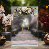 Waterverf botanische bruiloft acryl tafel nummer acryl uitnodigingen