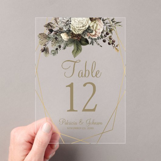 Waterverf botanische bruiloft acryl tafel nummer acryl uitnodigingen (Insitu (Draagbaar))