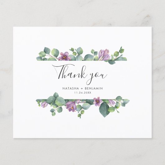 Waterverf Botanische bruiloft bedankkaart (Voorkant)