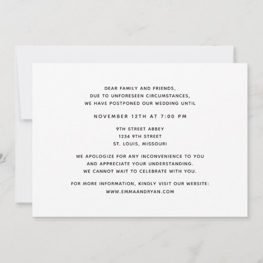 Waterverf Botanische bruiloft datum Verander foto Aankondiging (Achterkant)