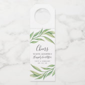 Waterverf Botanische bruiloft juicht om lief te he Flessenhanger (Voorkant)