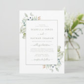 Waterverf botanische bruiloft van de zeemacht Eleg Kaart (Staand voorkant)