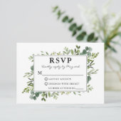 Waterverf Botanische bruine Bourgogne Weddenschap RSVP Kaartje (Staand voorkant)