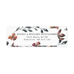 Waterverf botanische chique bruiloft bloemen etiket