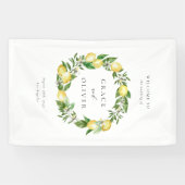 Waterverf Botanische Citroen krans bruiloft Spandoek (Horizontaal)