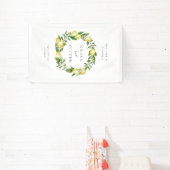 Waterverf Botanische Citroen krans bruiloft Spandoek (Insitu)