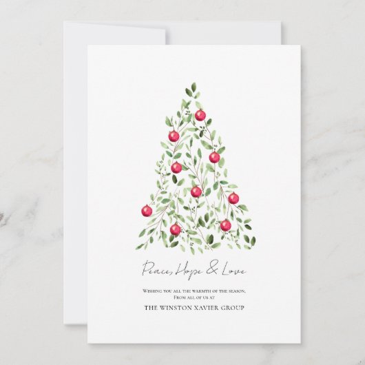 Waterverf Botanische Corporate Modern Tree Feestdagenkaart (Voorkant)