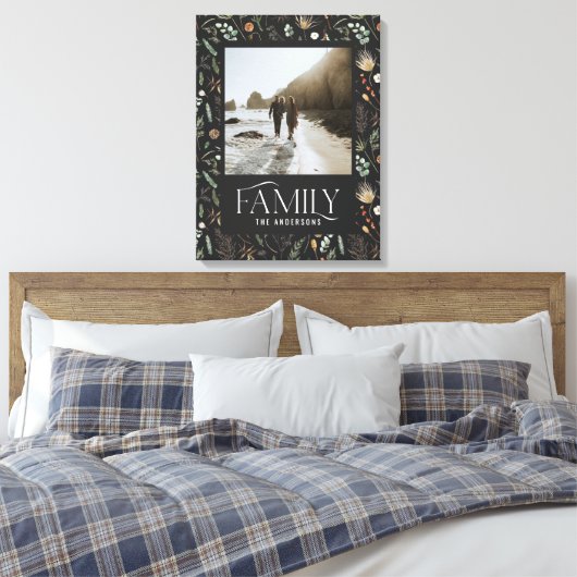 Waterverf botanische elegante moderne familiefoto canvas afdruk (Insitu (Slaapkamer))