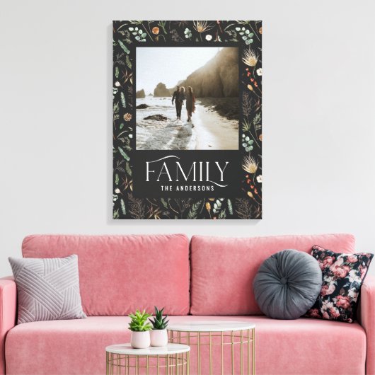 Waterverf botanische elegante moderne familiefoto canvas afdruk (Insitu (Woonkamer))