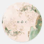 Waterverf Botanische Eucalyptus Elegant monogram Ronde Sticker (Voorkant)