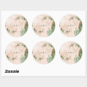 Waterverf Botanische Eucalyptus Elegant monogram Ronde Sticker (Vel)